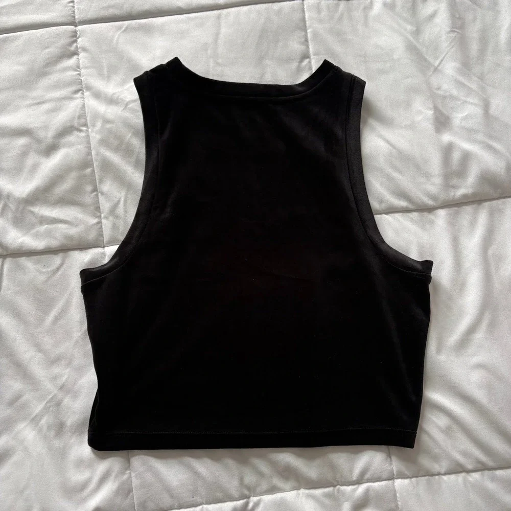 Gianni Bini Black Sleeveless Crop Top High Neck Racerback Tank Grunge Goth